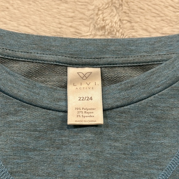 LIVI Active - Light to Navy Blue Ombre Batwing Dolman Slub Top, Size 22/24 - Picture 5 of 6